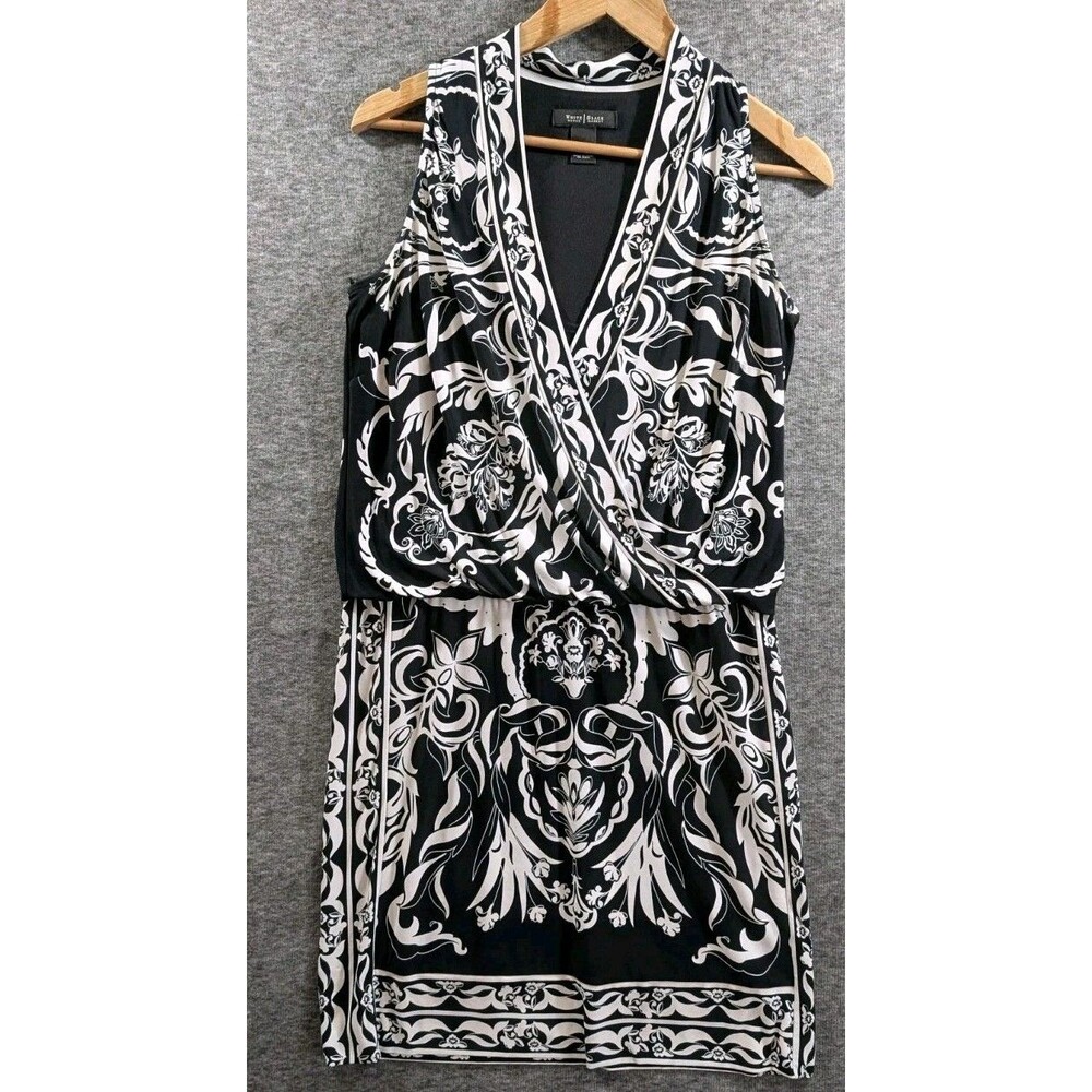 White House Black Market Dress Lined Sleeveless V Neck Womans Size Small